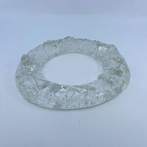 vintage vetreria etrusca clear glass christmas wreath candle holder madein italy